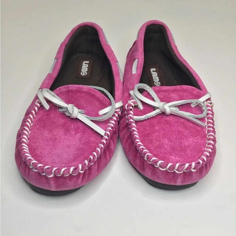 Lamo pink suede loafers kids size 1